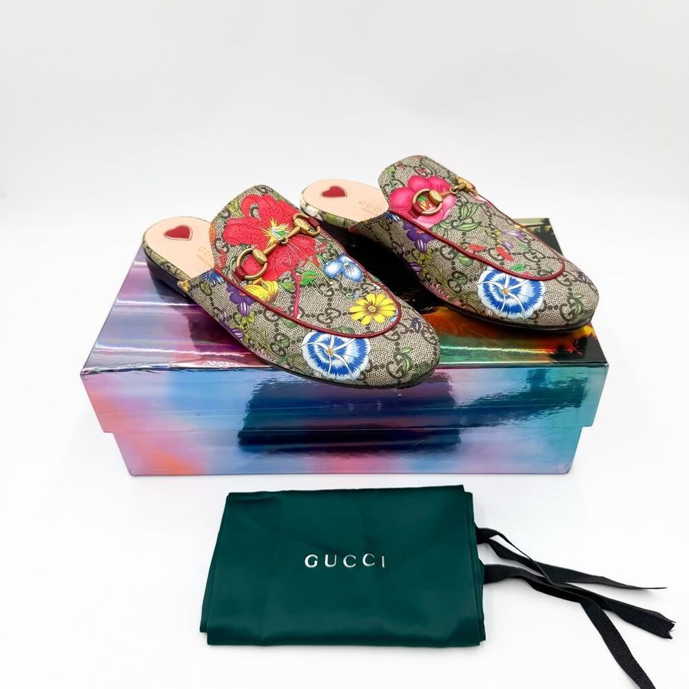 Gucci Princetown GG Horsebit Supreme Canvas Floral Loafers EU 36.5 US 6.5